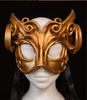Gold handcrafted wearable art mask by MASKES